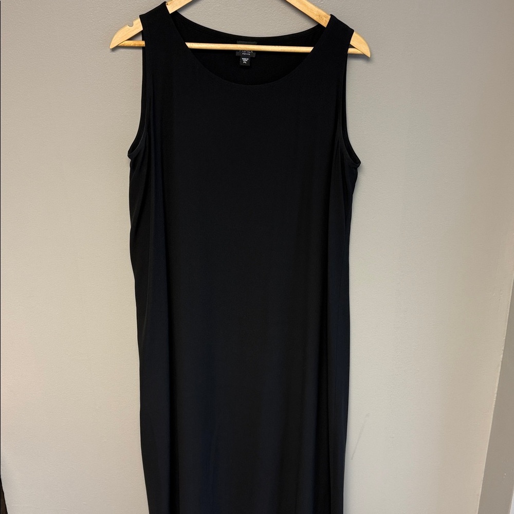 Eileen Fisher Petite PL Black Sleeveless Maxi Dress Minimalist - Picture 2 of 5